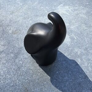 Ceramic Black Elephant Sculpture Modernistic Vintage Felted Bottom